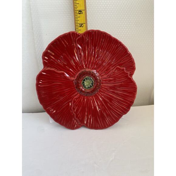 Fleur Rouge Red Poppy 8” Salad Dessert Plates Ambiance Collection Nanette Vacher - Picture 5 of 6